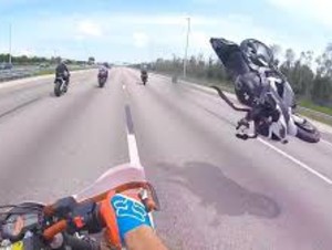Biker crashed into an electric cable