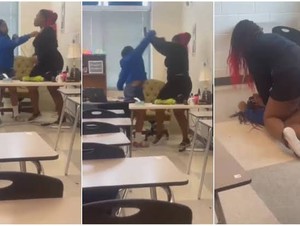 Student and teacher fighting over phone in Rocky Mount High School.